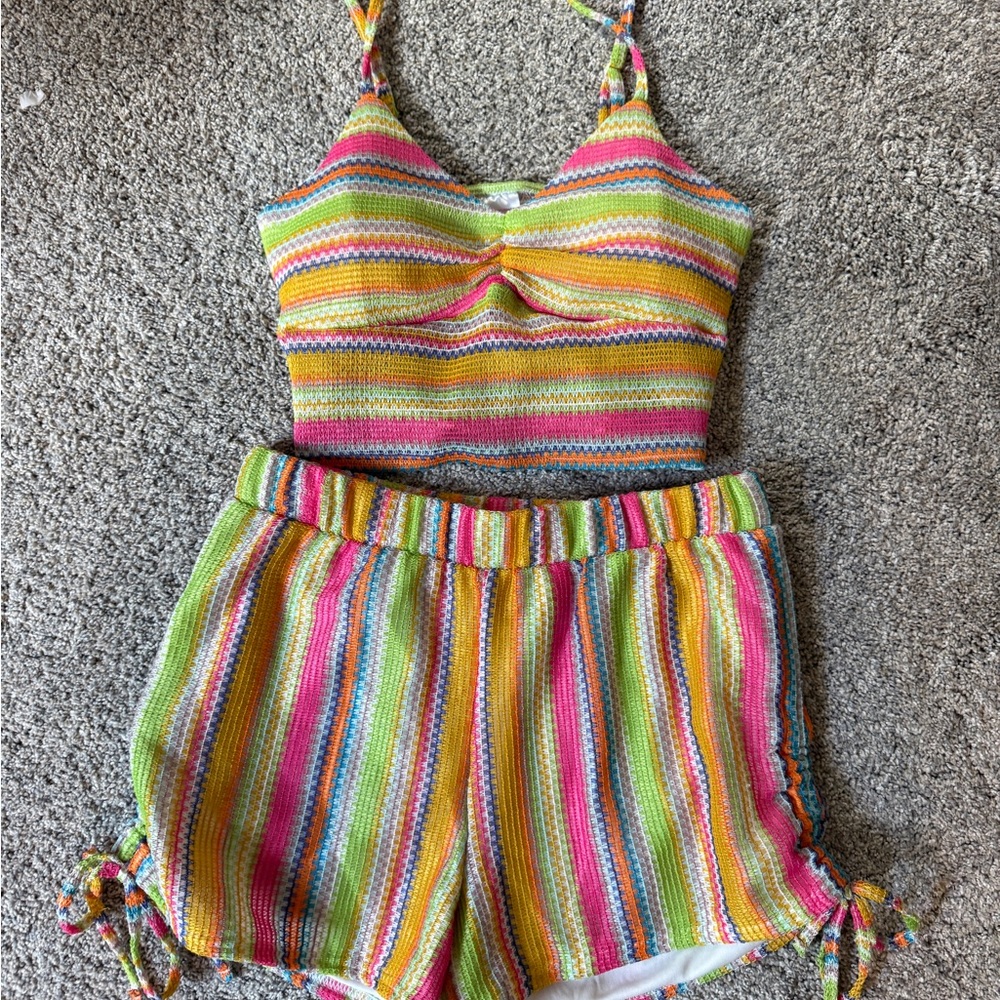 Colorful Striped Women’s Set Tank + Shorts